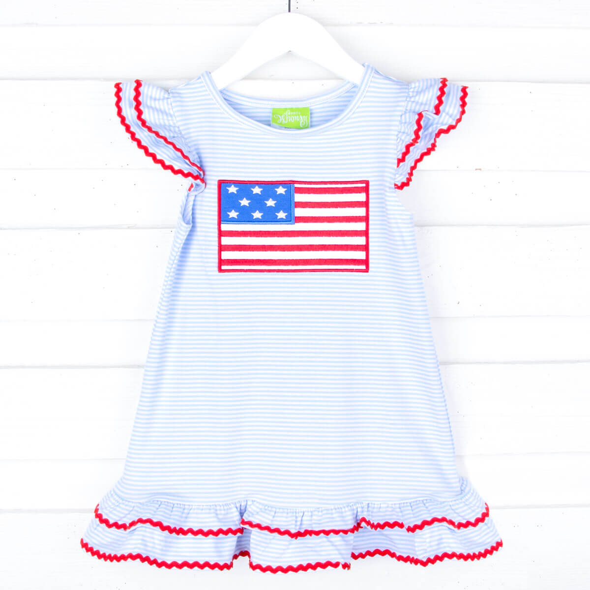 Flag Applique Light Blue Stripe Milly Dress