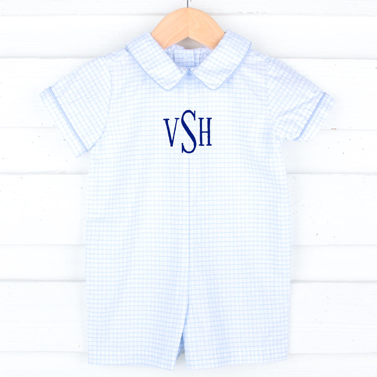 Light Blue Windowpane Collared Jon Jon