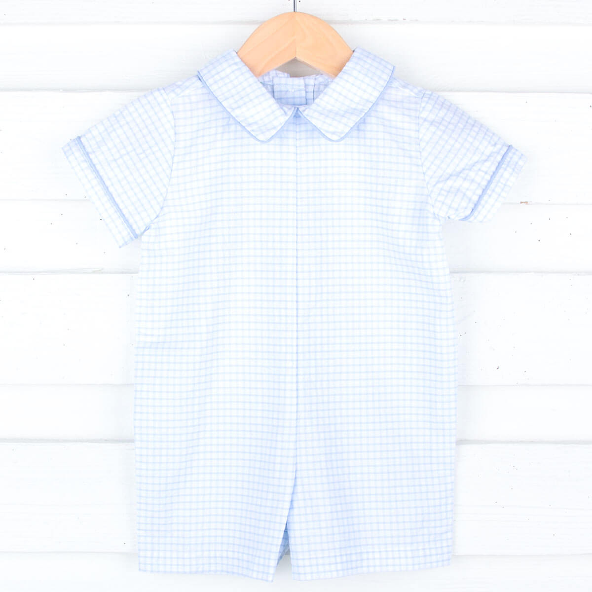 Light Blue Windowpane Collared Jon Jon