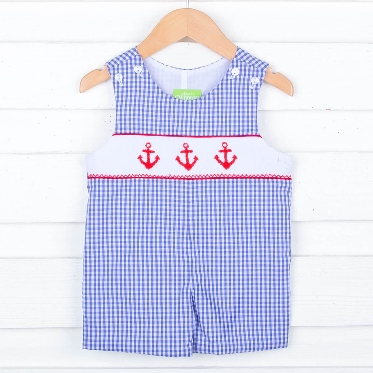 Red Anchor Smocked Royal Blue Jon Jon