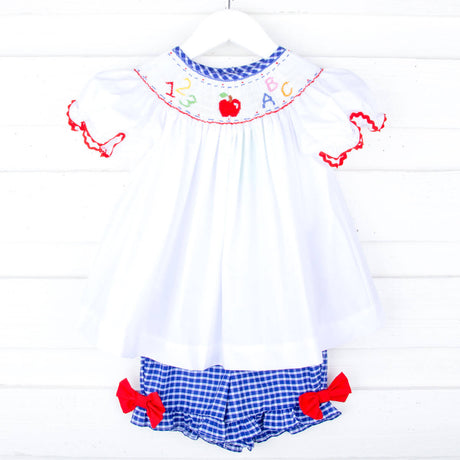 My ABC and 123 Smocked Royal Short Set