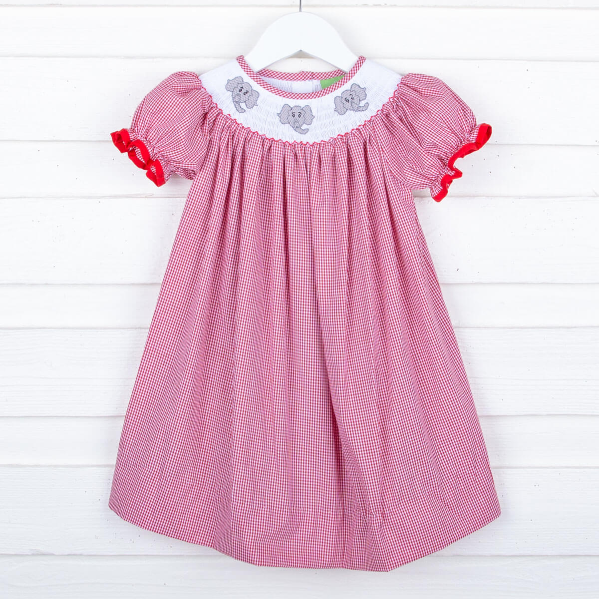 Crimson Elephant Smocked Bishop Dress
