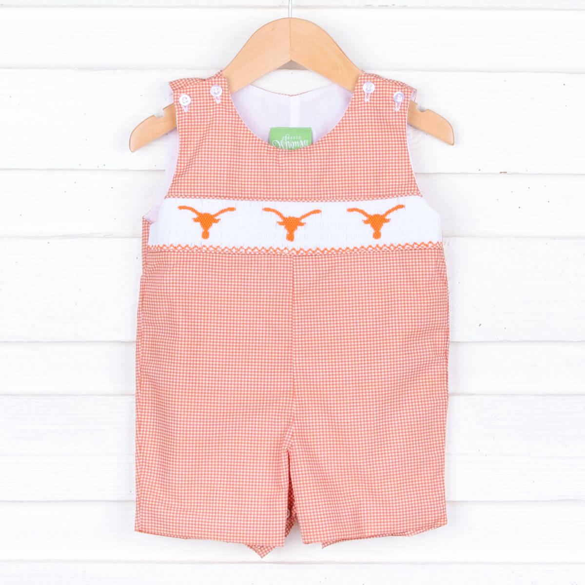 Longhorn Orange Gingham Smocked Jon Jon