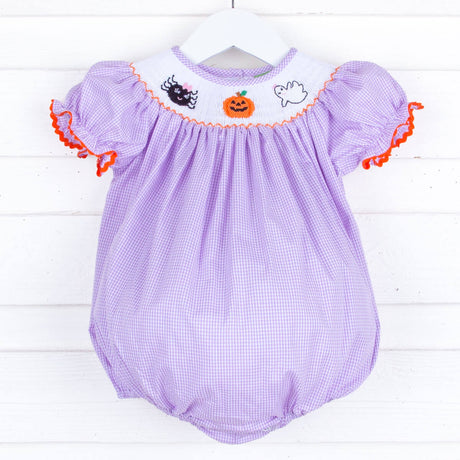 Halloween Smocked Lavender Gingham Bubble