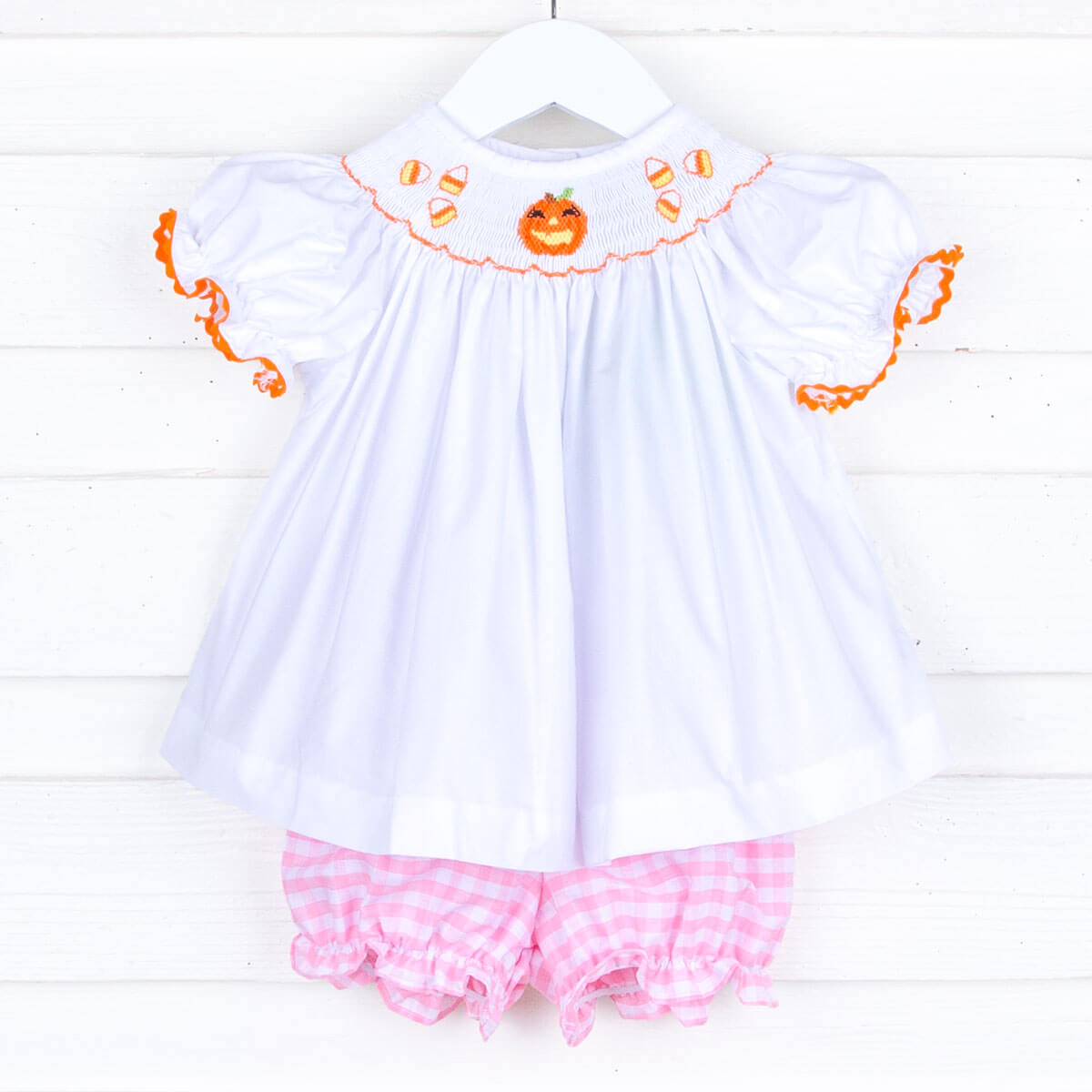 Halloween Candy Smocked Pink Bloomer Set