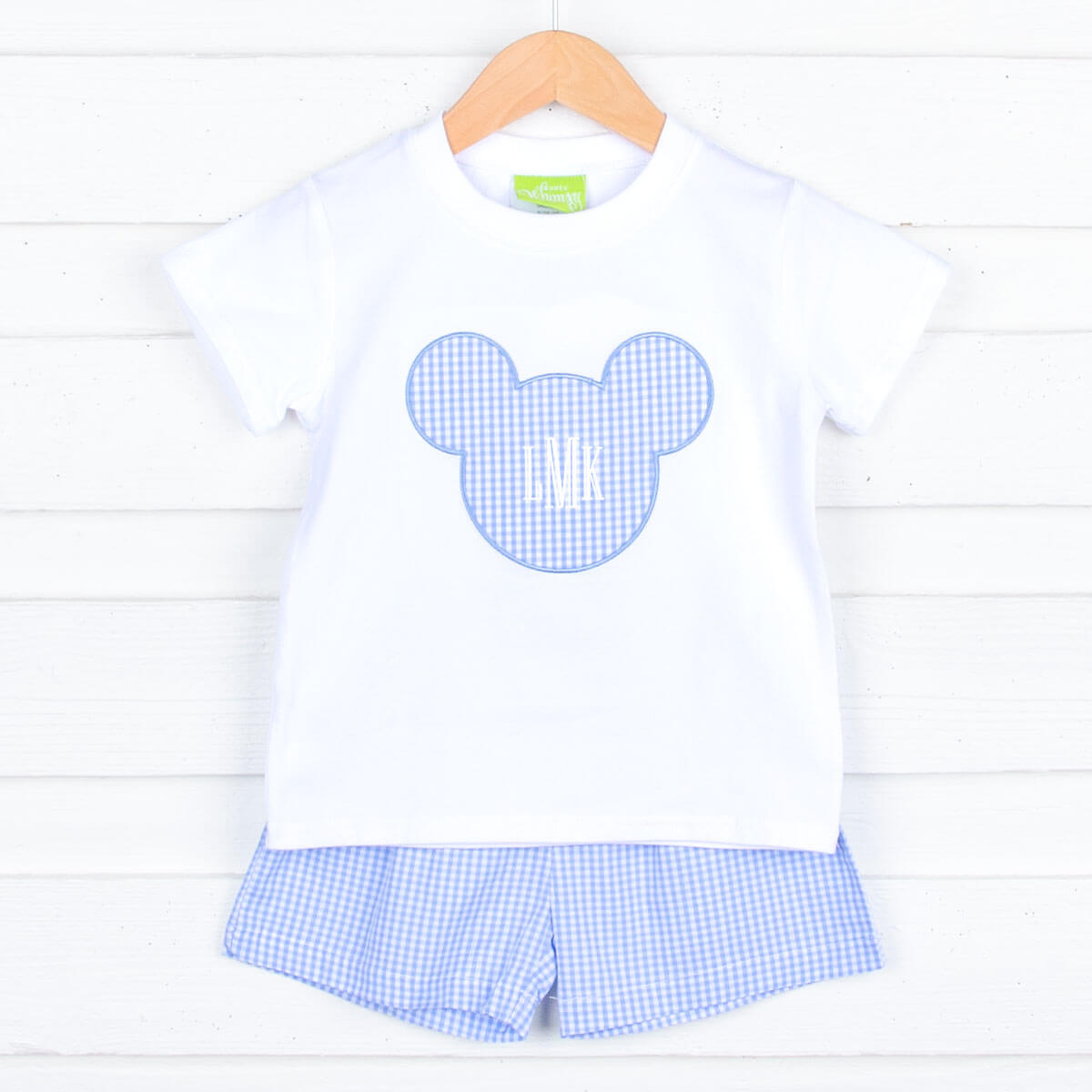 Light Blue Gingham Mouse Ears Short Set