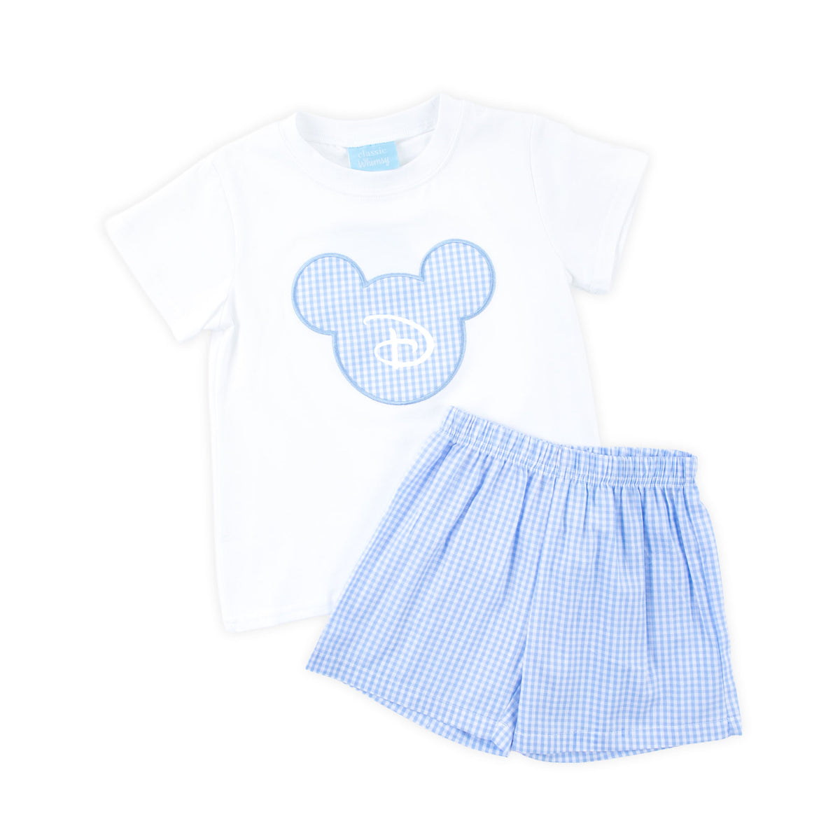 Light Blue Gingham Mouse Ears Short Set