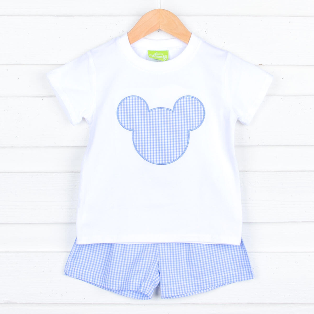 Light Blue Gingham Mouse Ears Short Set