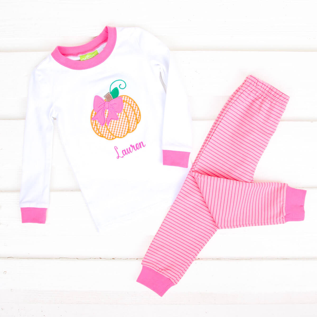 Bow Pumpkin Pink Stripe Pajamas