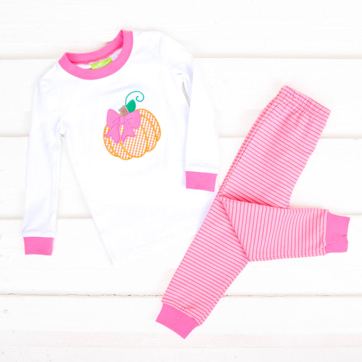 Bow Pumpkin Pink Stripe Pajamas