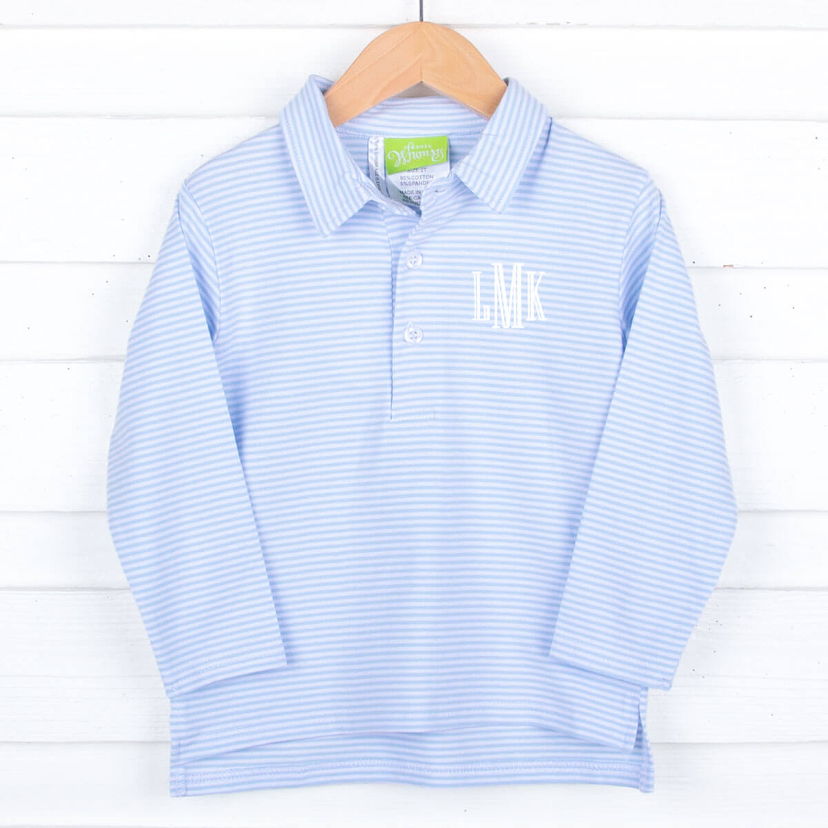 Light Blue Stripe Long Sleeve Polo