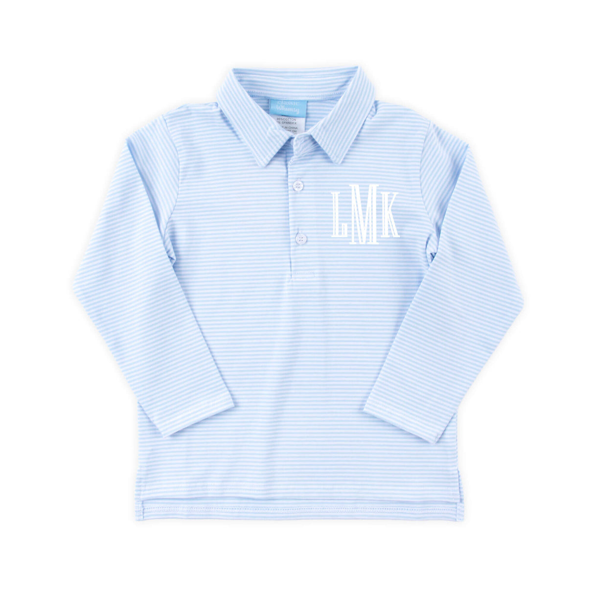 Light Blue Stripe Long Sleeve Polo