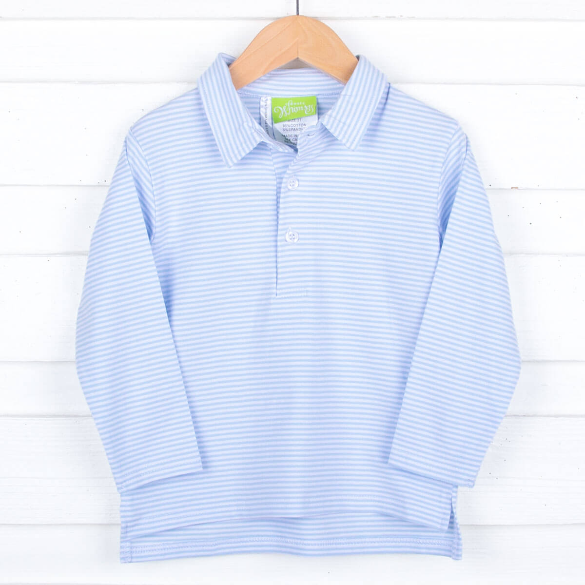 Light Blue Stripe Long Sleeve Polo