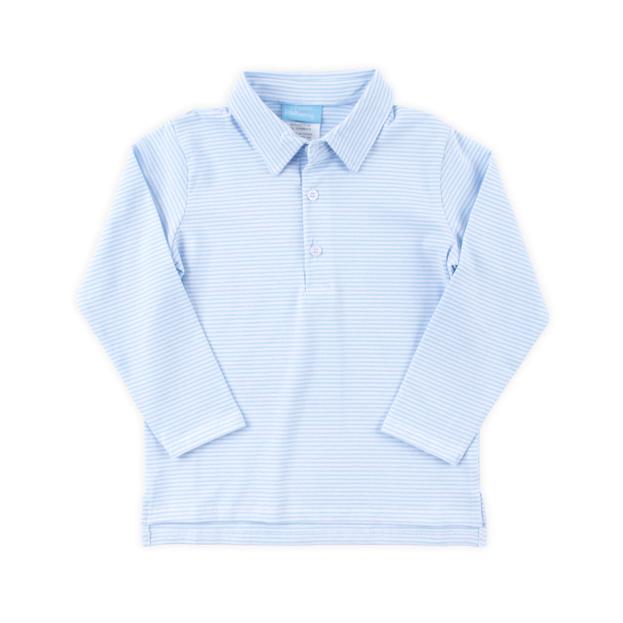 Light Blue Stripe Long Sleeve Polo