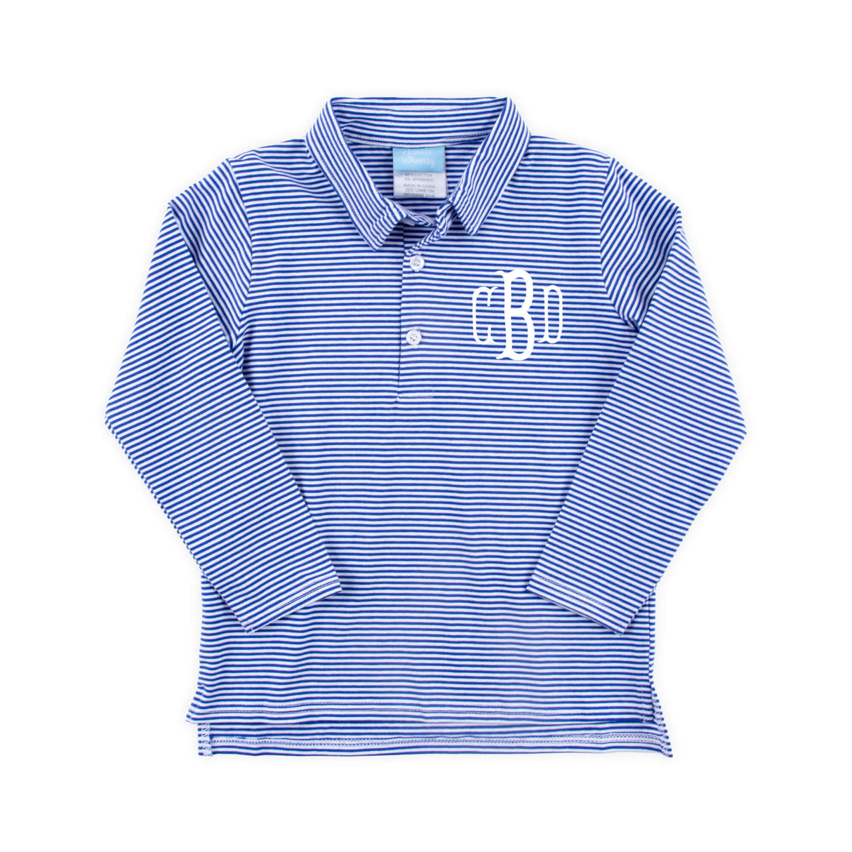 Royal Blue Stripe Long Sleeve Polo