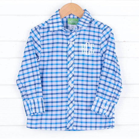 Blue Plaid Button Down Shirt