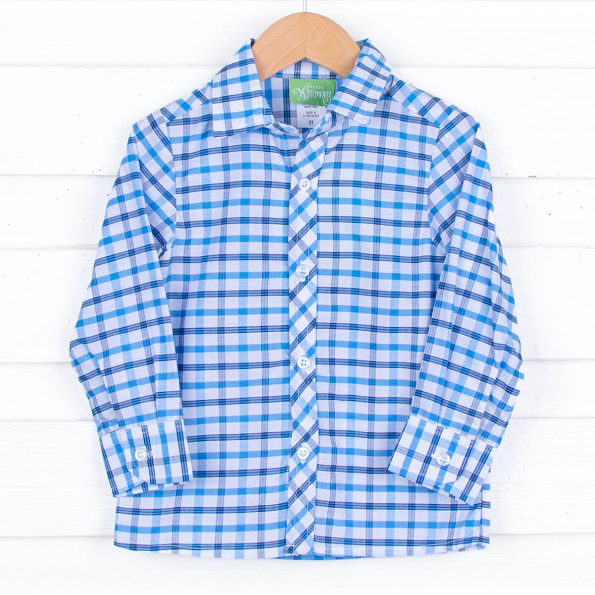 Blue Plaid Button Down Shirt