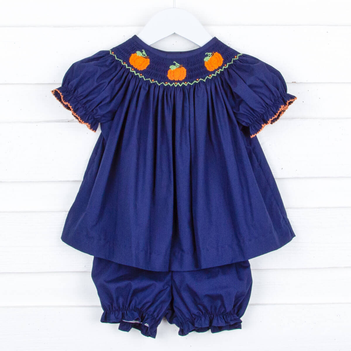 Pumpkin Please Smocked Bloomer Set