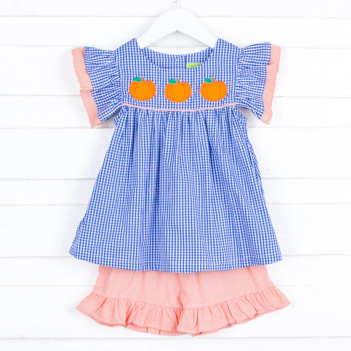 Pumpkin Picking Royal Blue Gingham Maeve Short Set