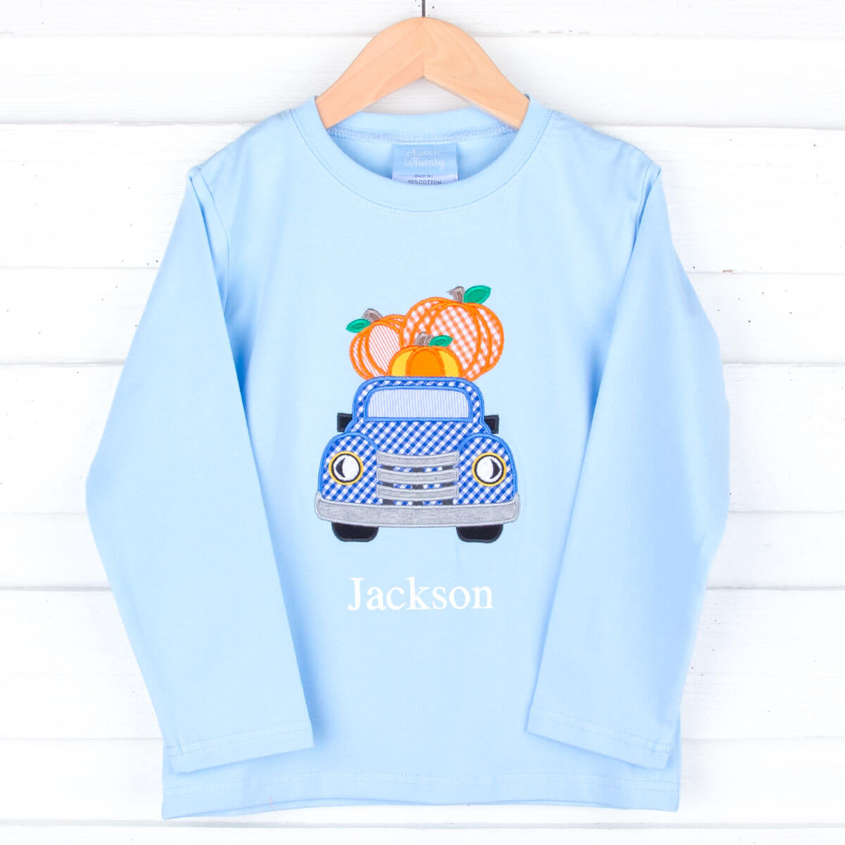 Pumpkin Truck Light Blue Long Sleeve Shirt