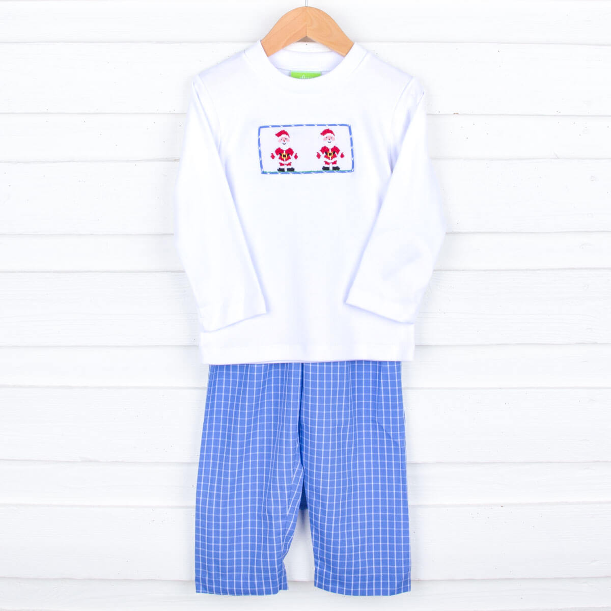 I Believe In Santa Blue Smocked Pant Set