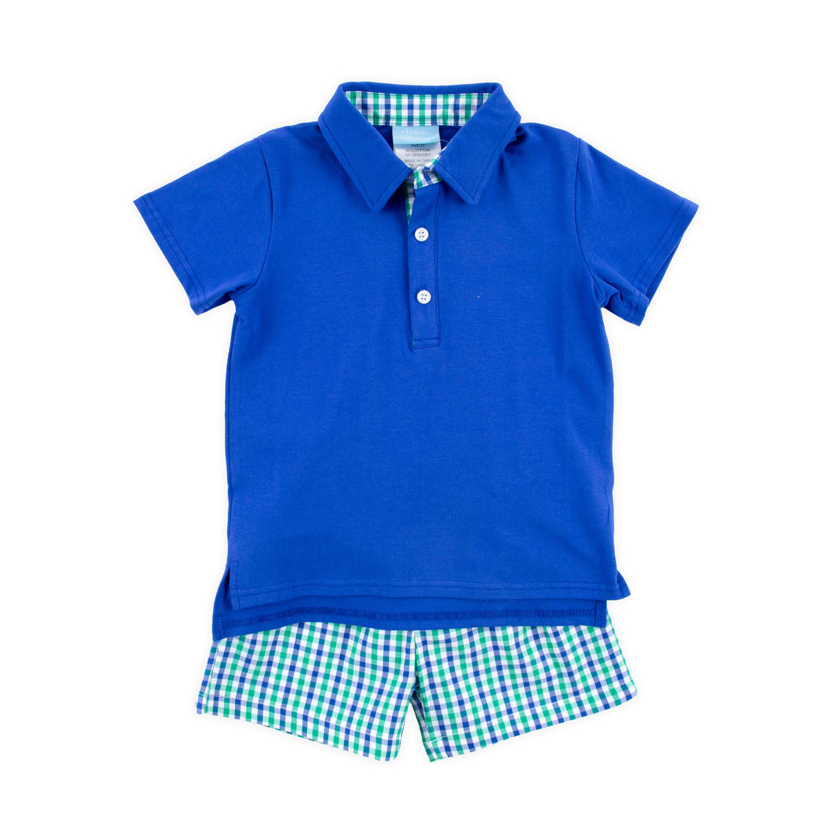 Hello Pumpkin Green Gingham Polo Short Set
