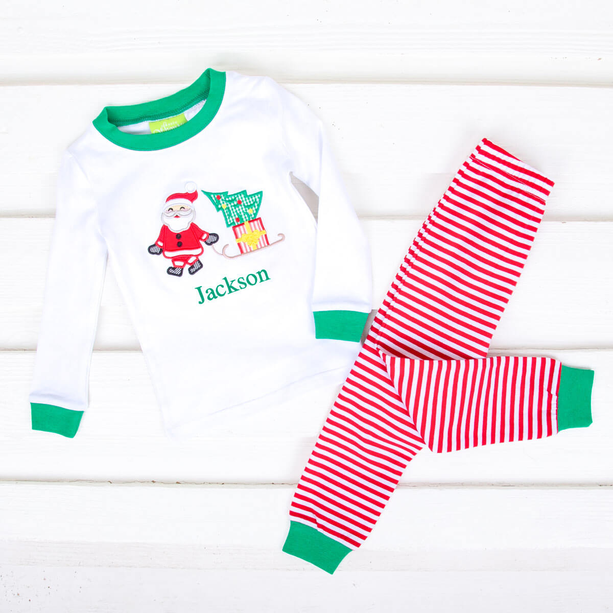 Santa's Sleigh Pajamas Red Stripe