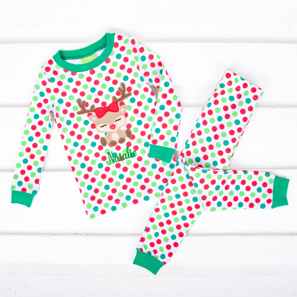 Dashing Reindeer Polka Dot Pajamas