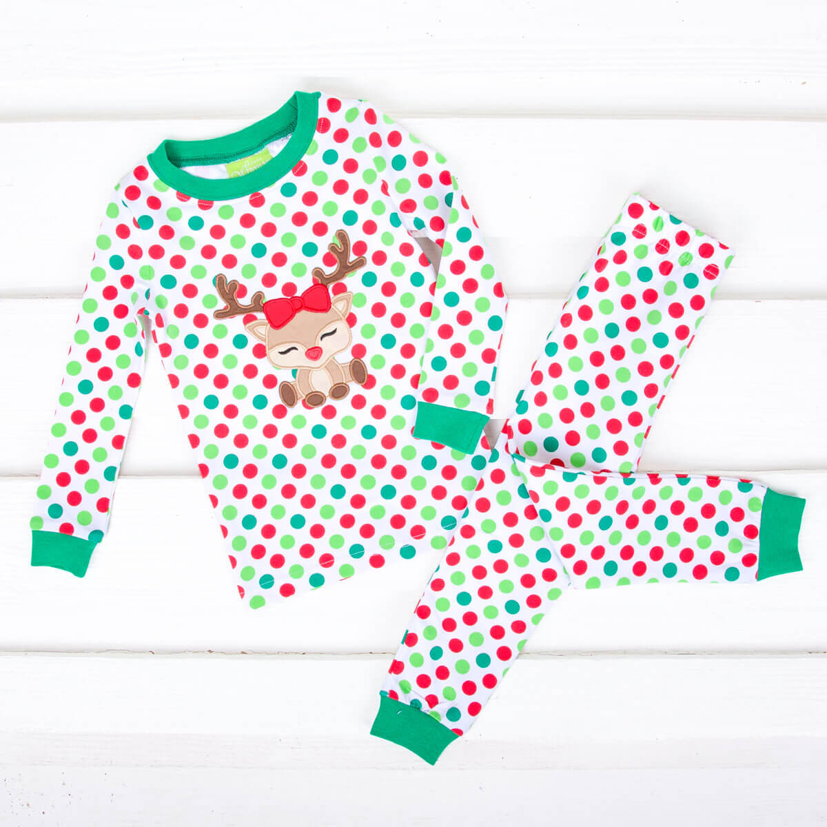 Dashing Reindeer Polka Dot Pajamas