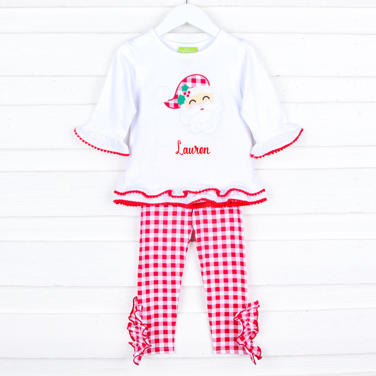 Happy Santa Red Gingham Milly Legging Set