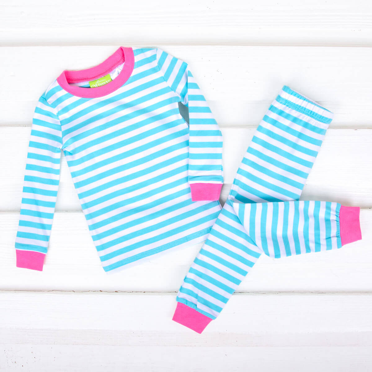 Turquoise and White Stripe Pajamas