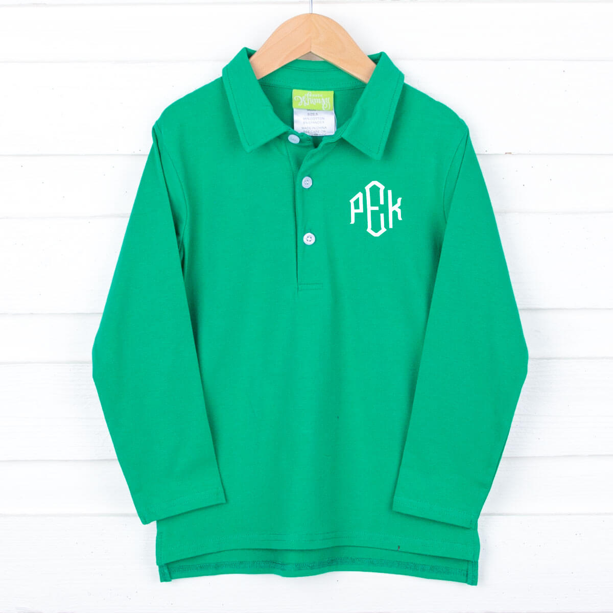 Solid Long Sleeve Polo Shirt Green