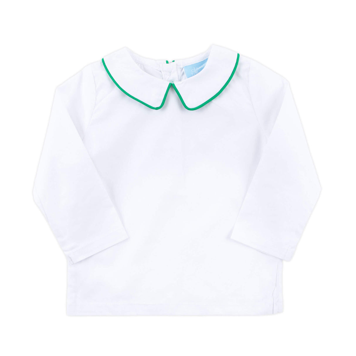 White Long Sleeve Undershirt with Green Trim