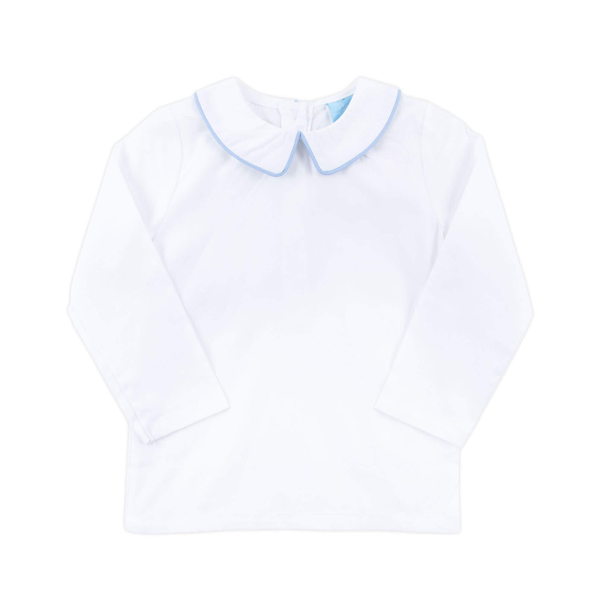 White Long Sleeve Undershirt with Light Blue Trim
