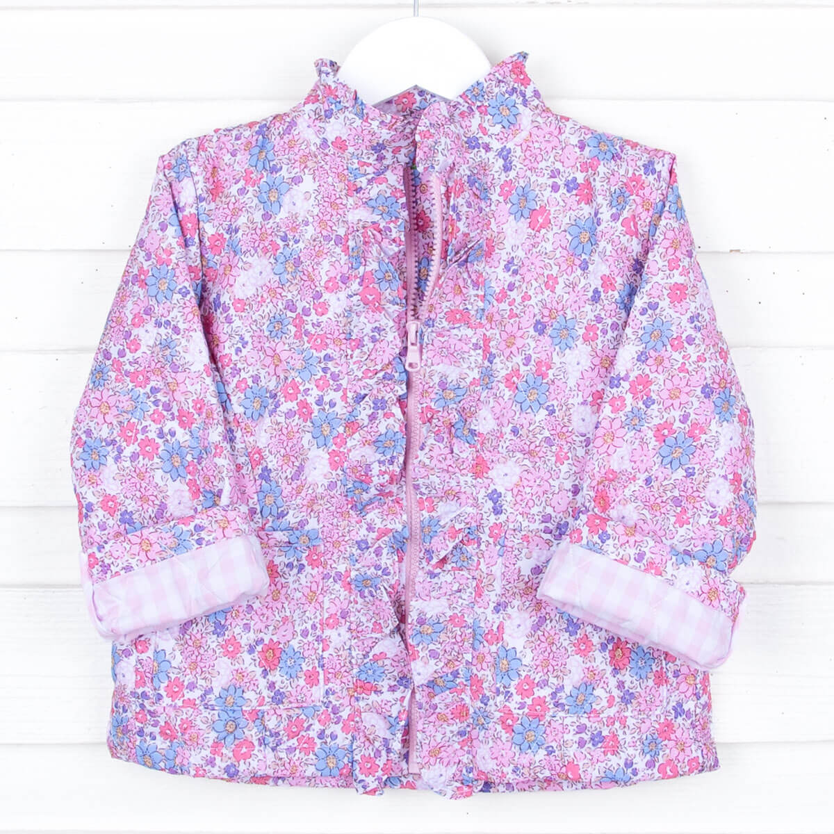 Flowers in Paris Quilted Ruffle Coat