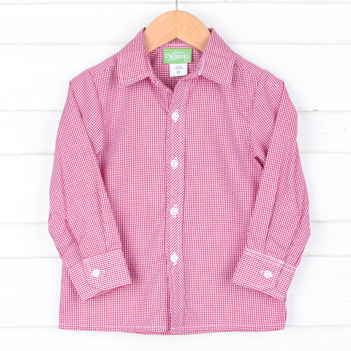 Red Gingham Button Down Shirt