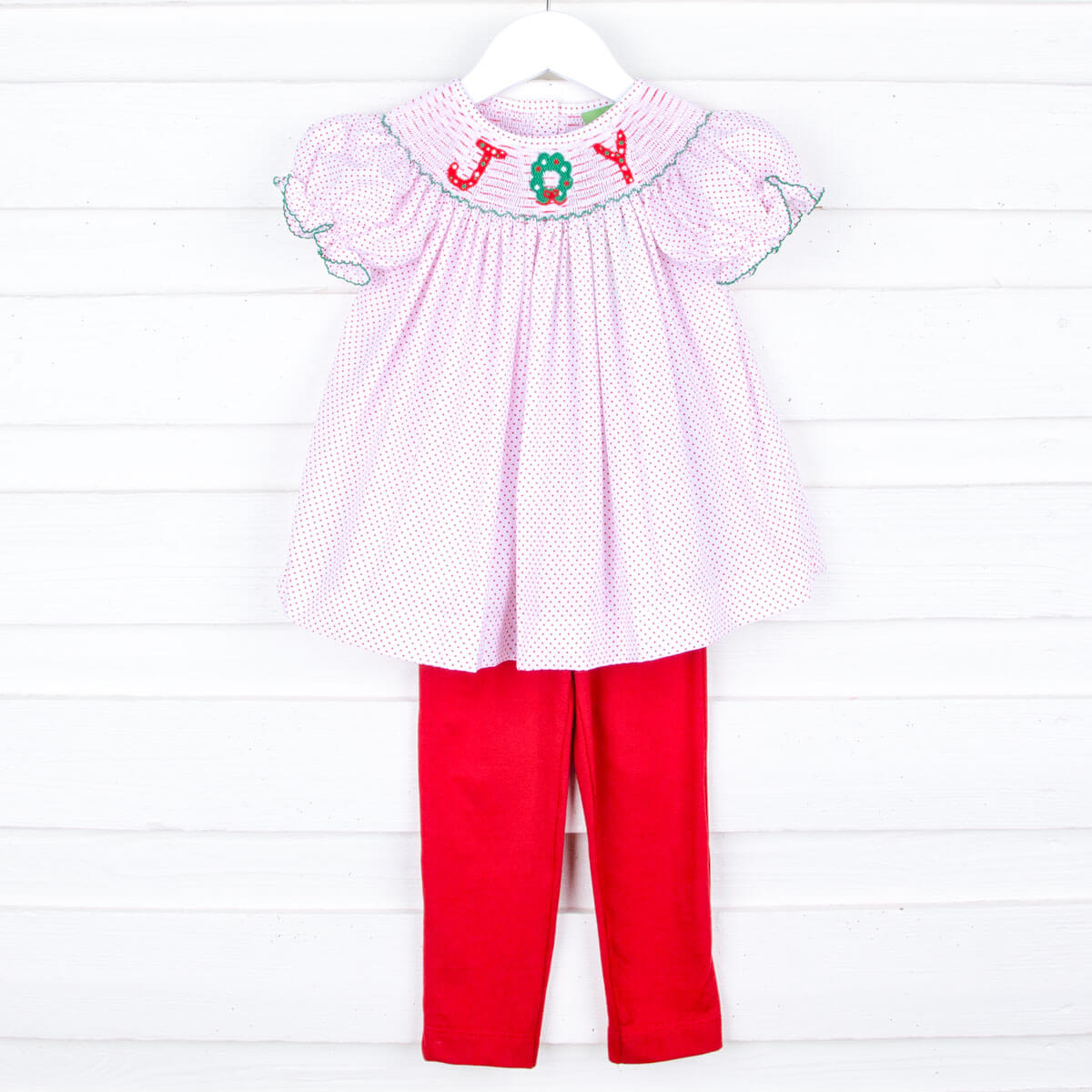 Joy Smocked Pant Set Red Dot