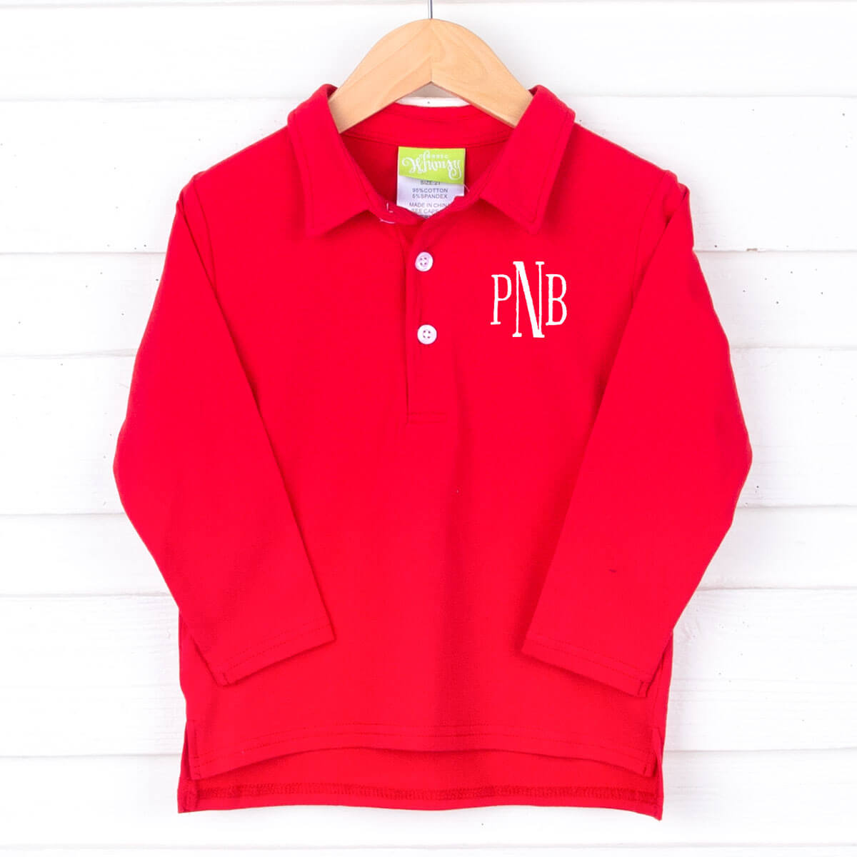 Solid Long Sleeve Polo Shirt Red