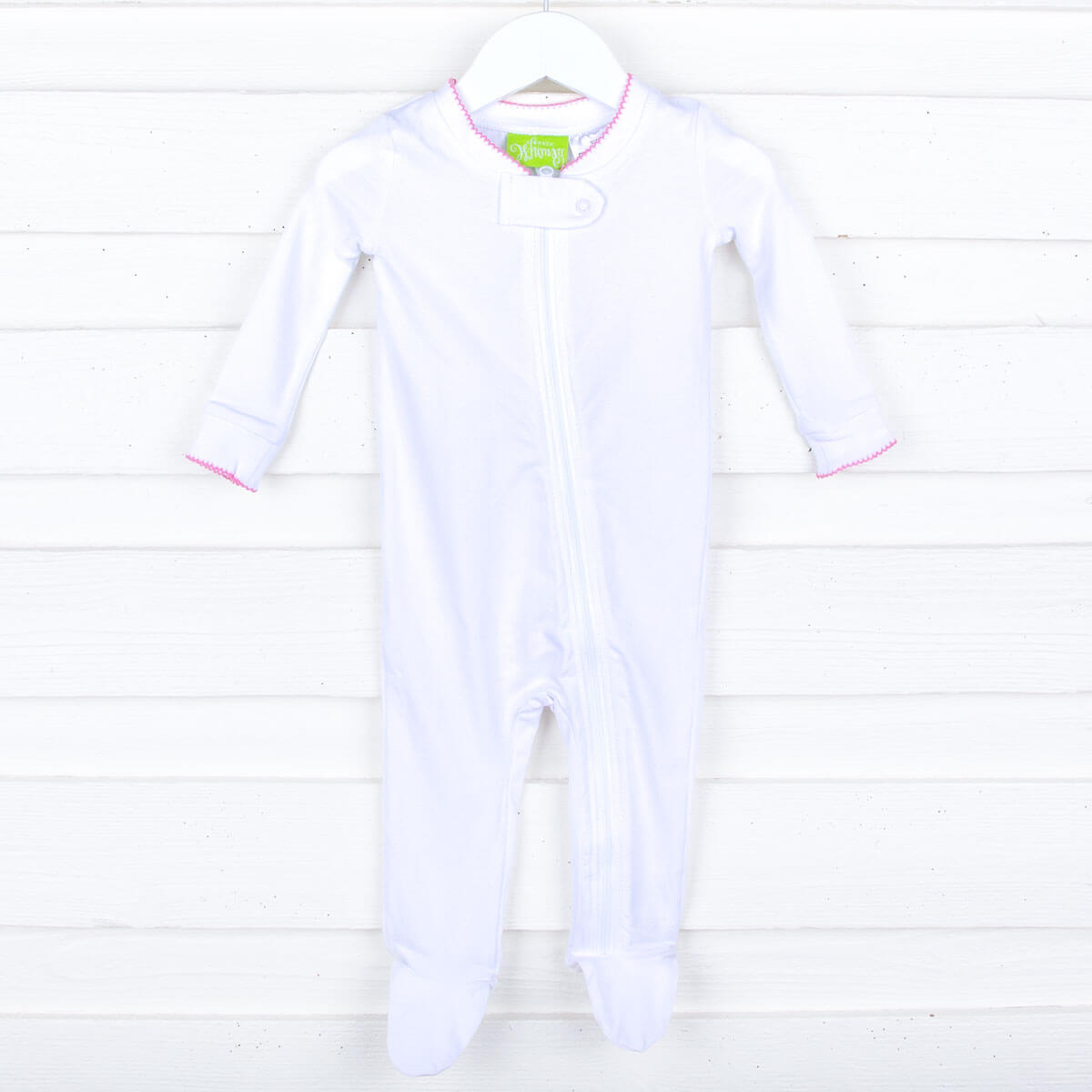 Solid White Color Trim Zip Sleeper