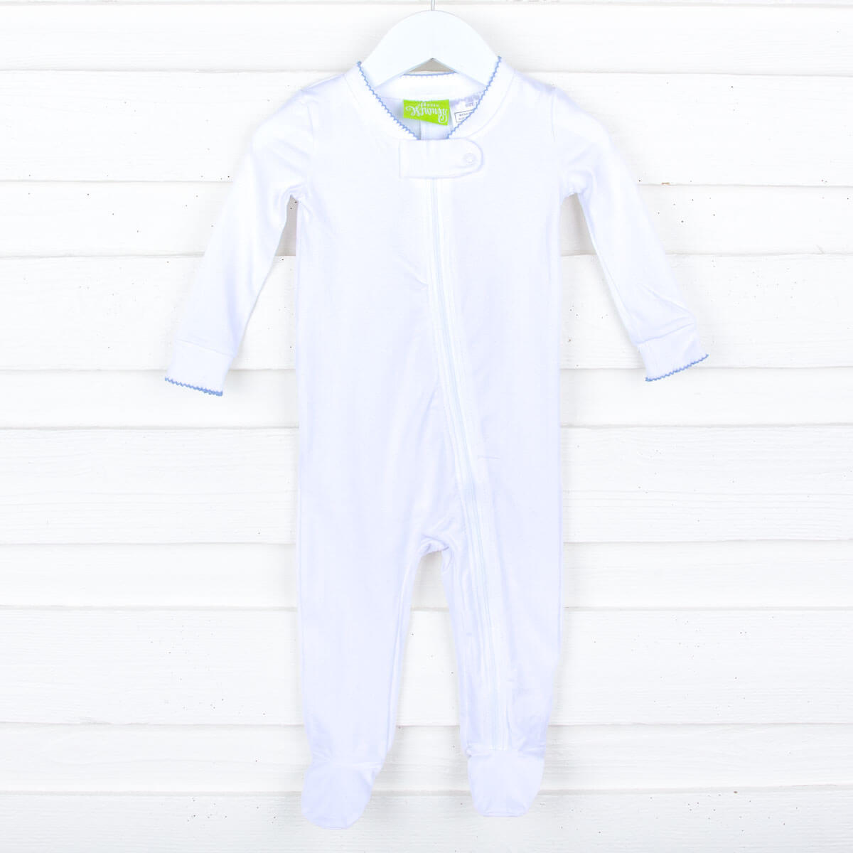 Solid White Color Trim Zip Sleeper