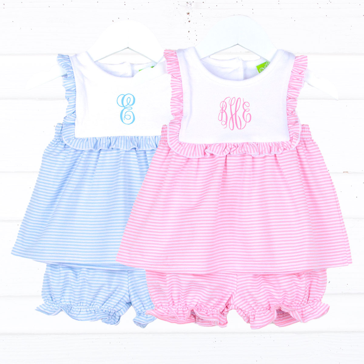 Stripe Knit Bib Bloomer Set