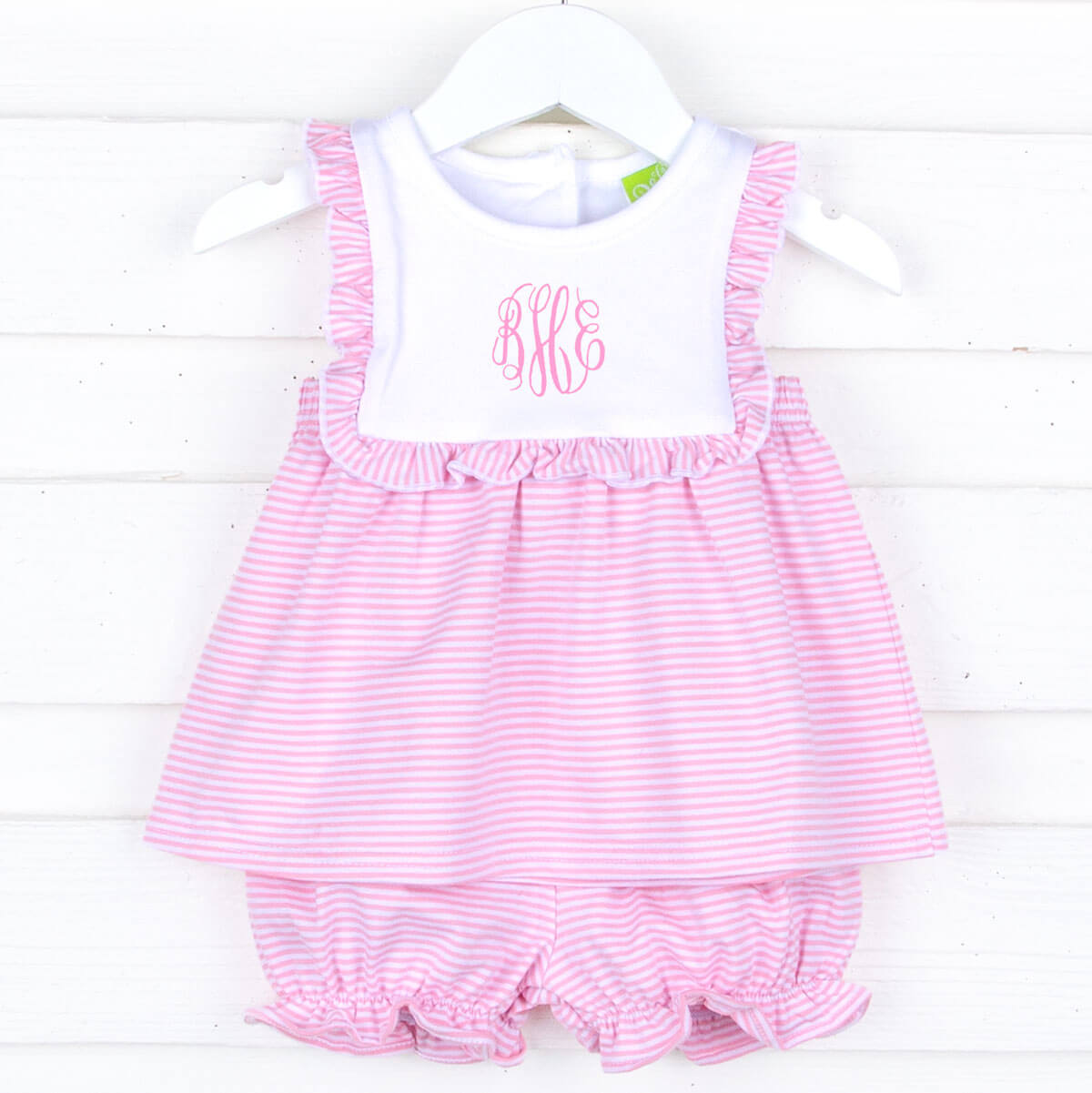 Stripe Knit Bib Bloomer Set