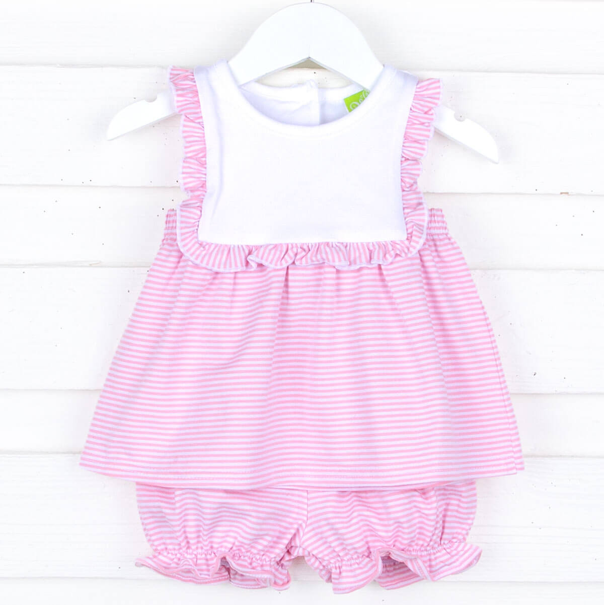 Stripe Knit Bib Bloomer Set