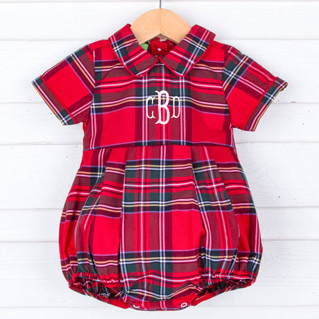 Goldbridge Plaid Red Collared Bubble