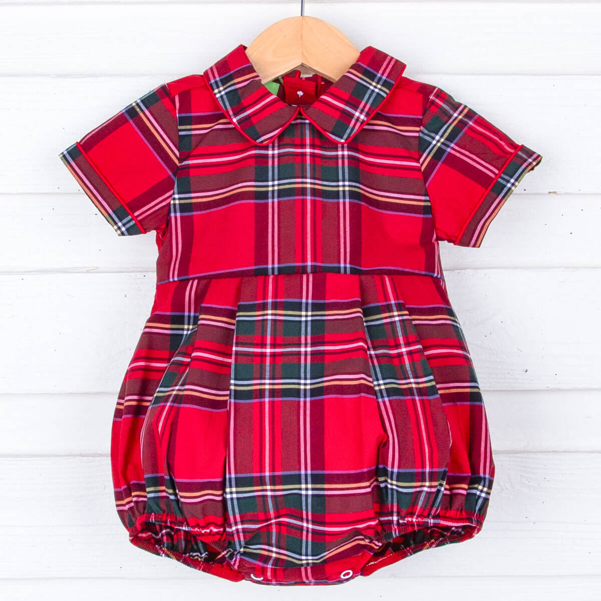 Goldbridge Plaid Red Collared Bubble