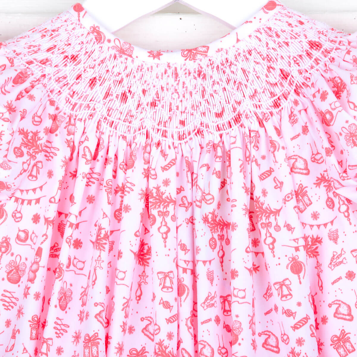 Christmas Wonderland Red Smocked Long Bubble