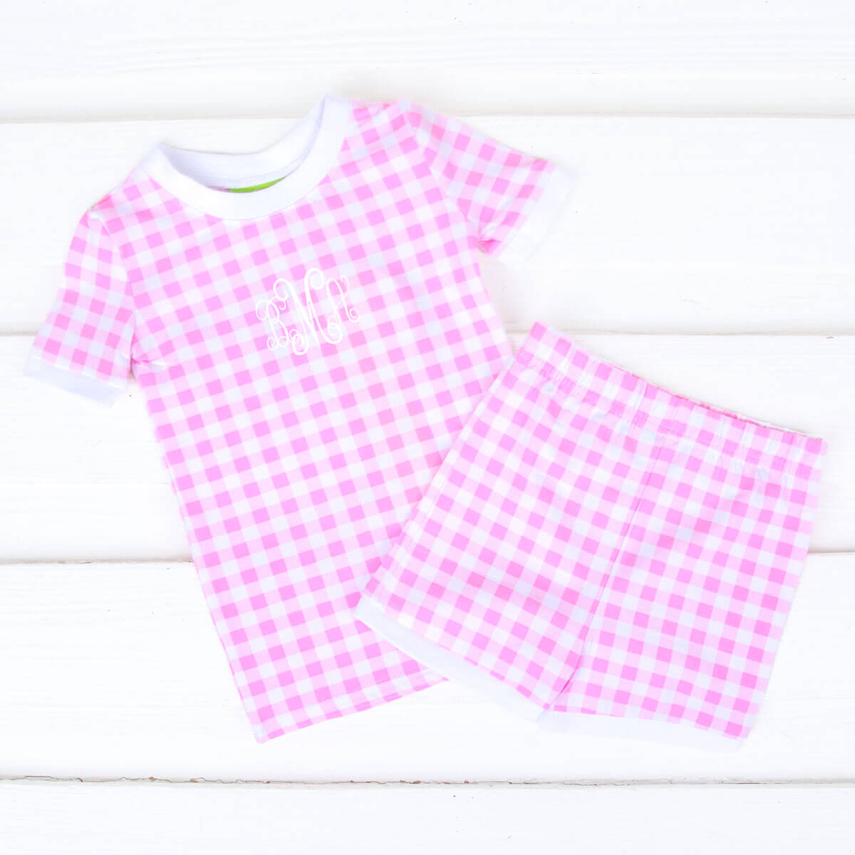 Gingham Short Pajamas Pink