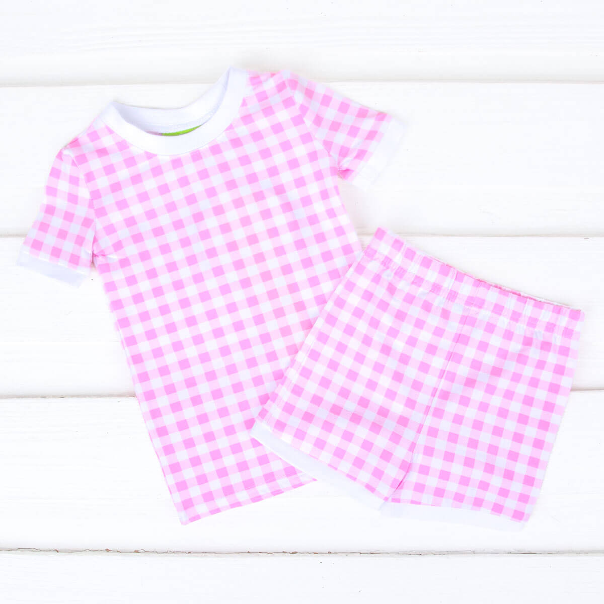 Gingham Short Pajamas Pink