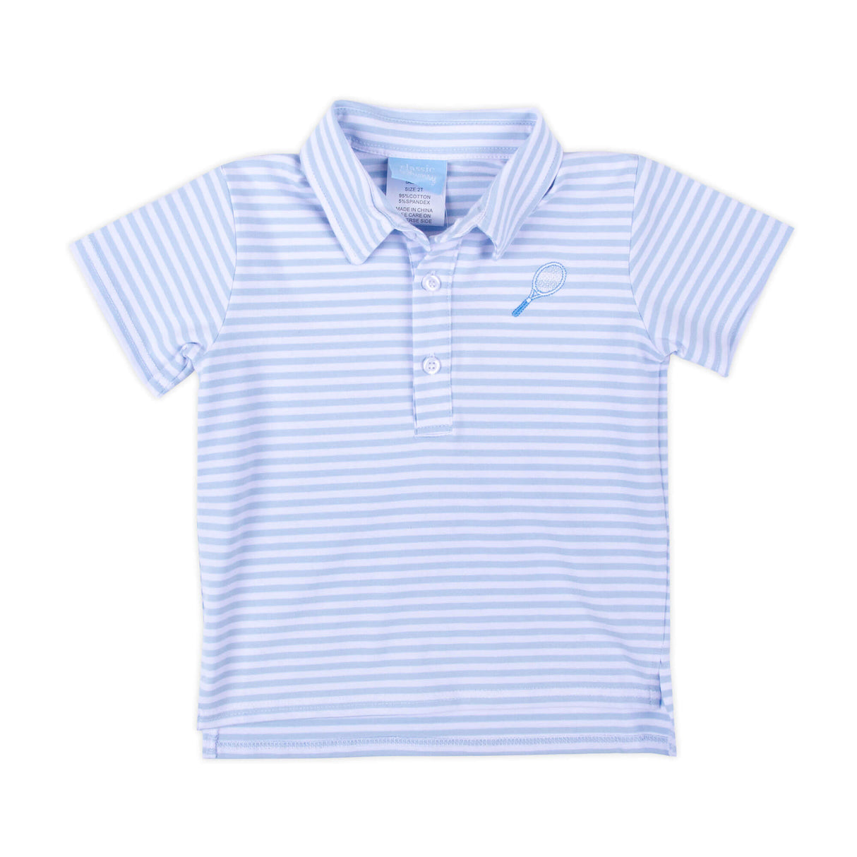Tennis Racquet Polo French Blue Stripe