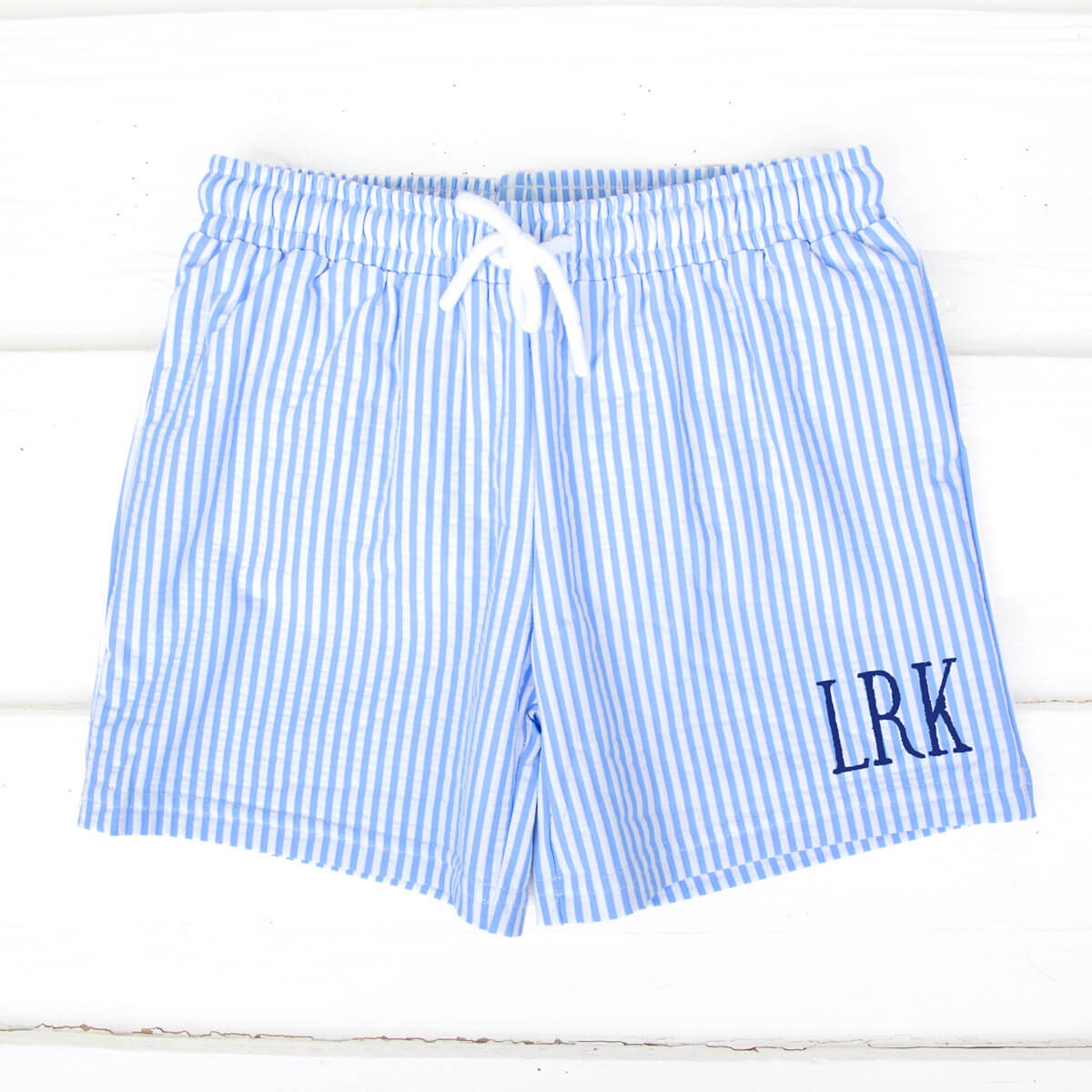 Santorini Stripe Swim Trunks Blue